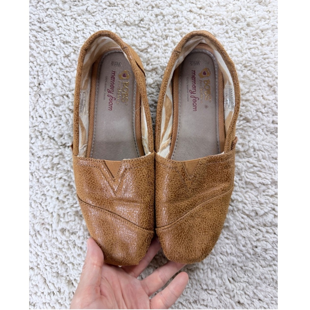BOBS Skechers Flats Women 6.5 Brown Metallic Slip On Memory Foam 33943 Casual